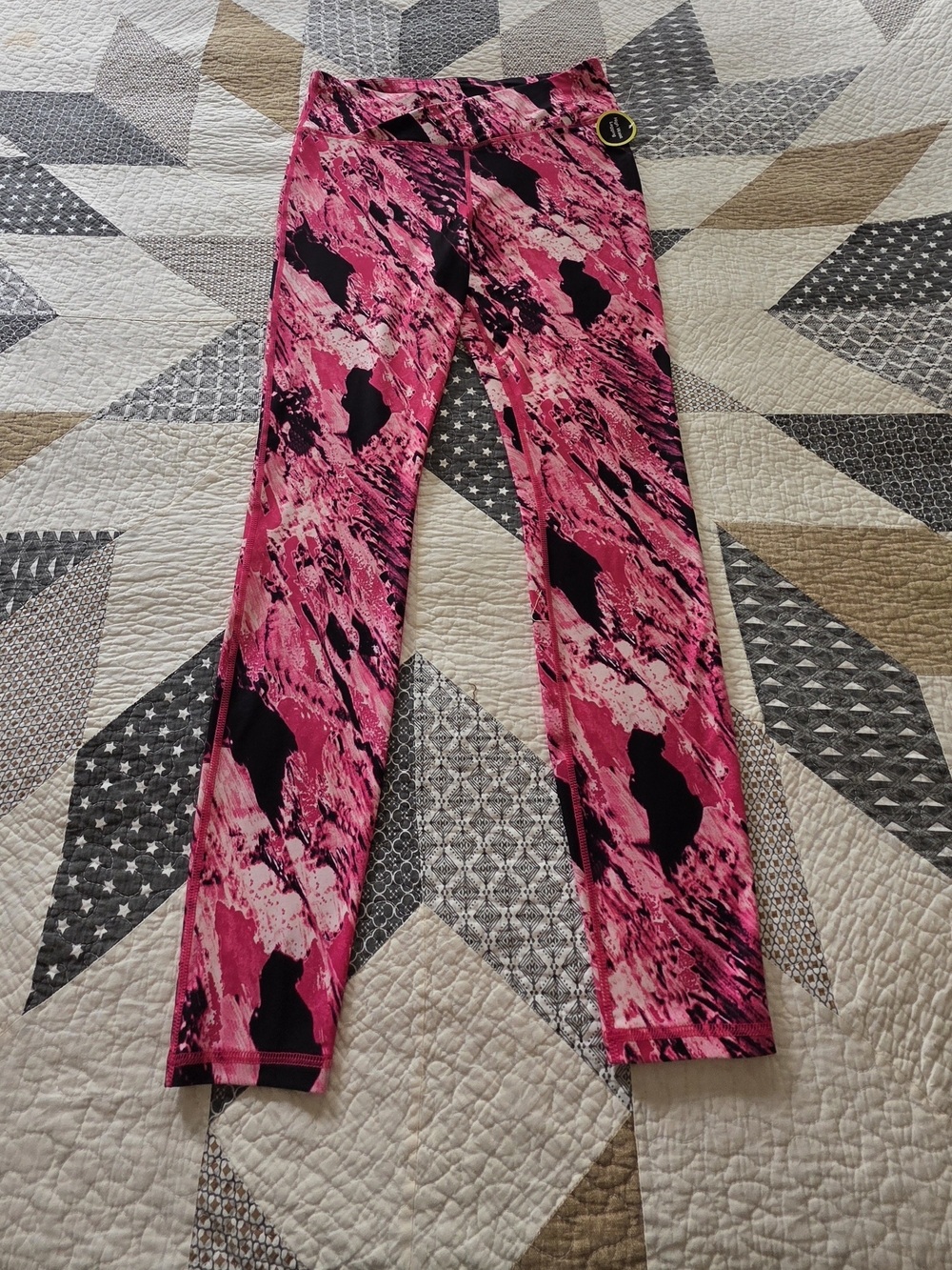 Athletic Works Pink & Black Abstract Performance Jeggings